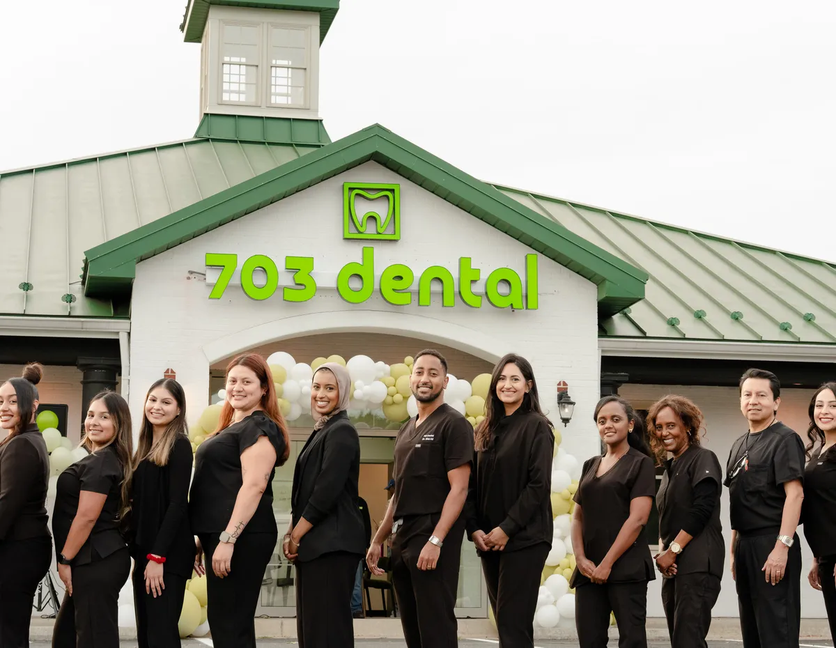 The 703 Dental team outside the Woodbridge, VA office