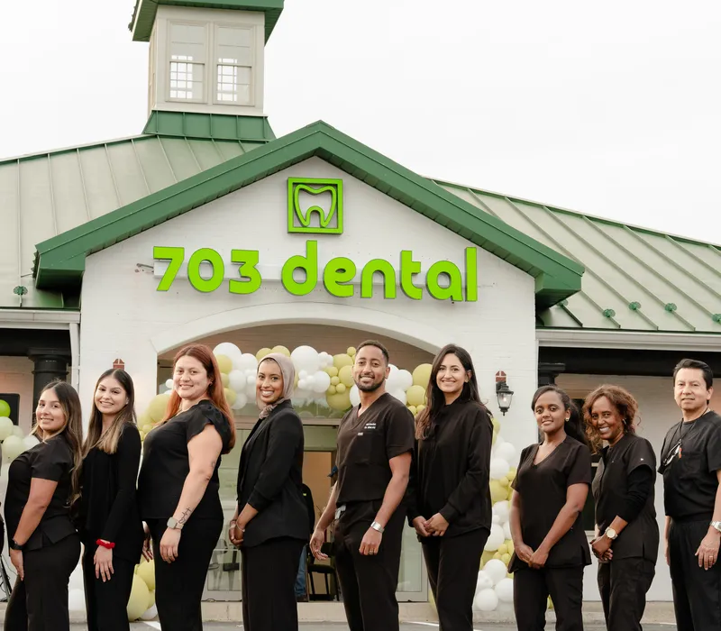The 703 Dental team outside the Woodbridge, VA office